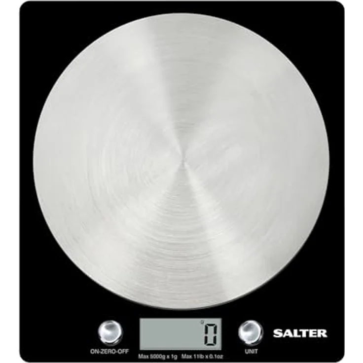 SALTER Digitale Küchenwaage mit Edelstahl Plattform, Elektronische Waage für die Küche, Wiegen von Lebensmitteln mit einer Kapazität von 5kg, Flüssigkeiten in ml + fl. Oz. – Bild 6