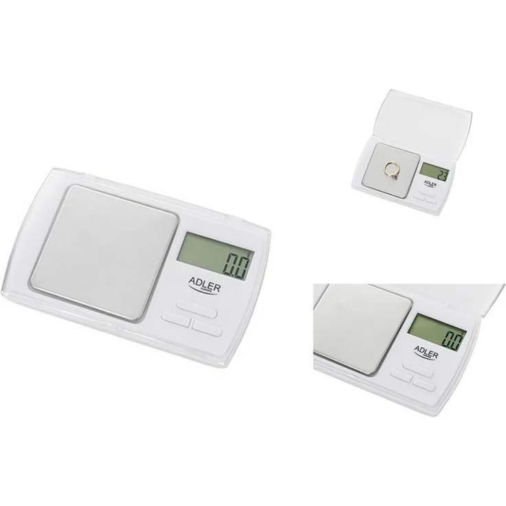 Adler Küchenwaage AD 3161, Weiß, 500 g, Automatische Ausschaltung, Tara-Funktion, Präzision 0,1 g/0,005 oz, 2 Batterien