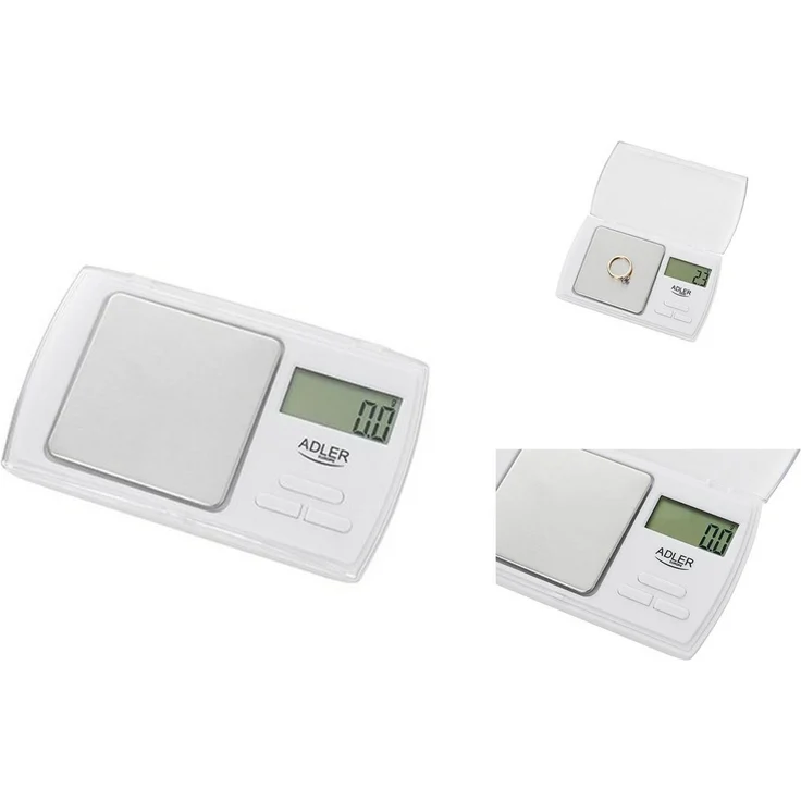 Adler Küchenwaage AD 3161, Weiß, 500 g, Automatische Ausschaltung, Tara-Funktion, Präzision 0,1 g/0,005 oz, 2 Batterien – Bild 1