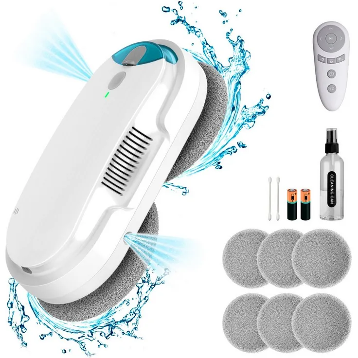 Grenintol Fensterputzroboter 3800PA, Automatischer Fenstersauger mit Wasserbehälter und intelligentem Kantenerkennungssystem, leicht und tragbar