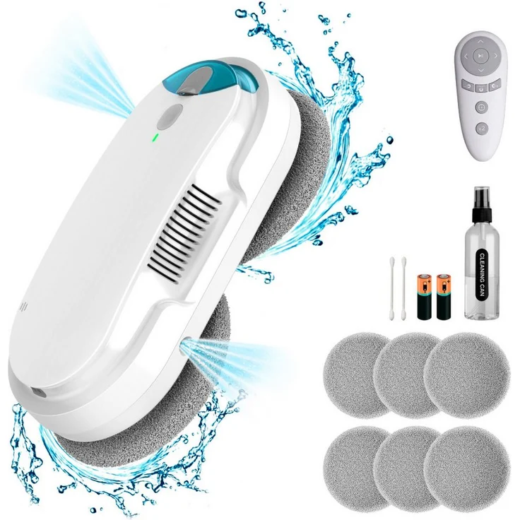 Grenintol Fensterputzroboter 3800PA, Automatischer Fenstersauger mit Wasserbehälter und intelligentem Kantenerkennungssystem, leicht und tragbar