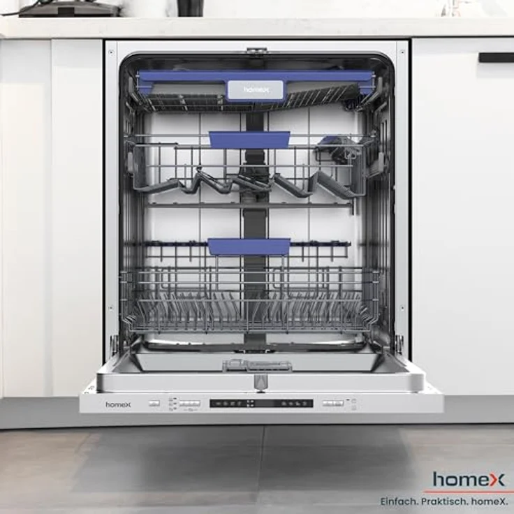 homeX DWFI601442A Geschirrspüler 60 cm, vollintegrierbar, 14 Maßgedecke, 8 Programme, leise mit 42 dB, Energieeffizienzklasse A – Bild 12