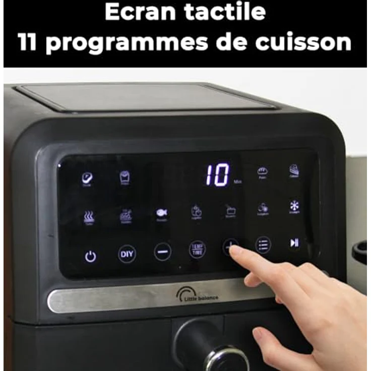 LITTLE BALANCE 8725 Crousty Light, ölfreie Heißluftfritteuse mit 11 Programmen, 5 Liter für 4 Personen, 1500 W, PFAS-frei, Schwarz – Bild 5