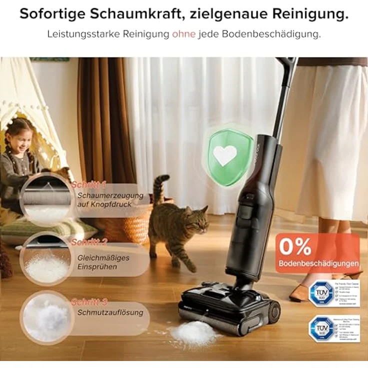 roborock F25 ACE Pro Nass-Trockensauger, 25000Pa Saugkraft, JetFoaming, Anti-Haar-Verwicklung, 180° Flach-Design, Heißwasser-Selbstreinigung und Heißlufttrocknung – Bild 4