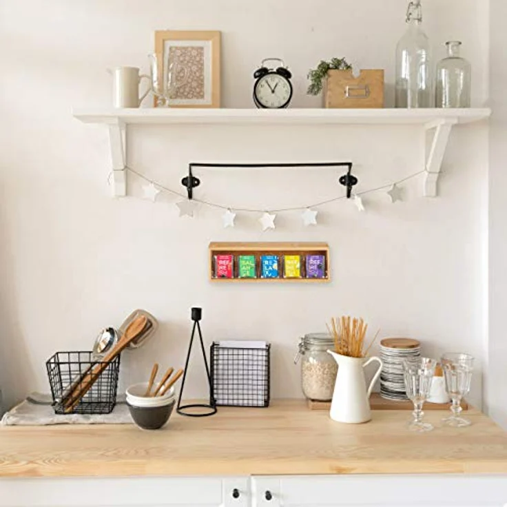 relaxdays Teebox Bambus zum Aufhängen, 5 Fächer für ca. 50 Teebeutel, natur – Bild 2