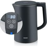 SEVERIN Cool-Touch Wasserkocher WK 3484, doppelwandig mit LED-Temperaturanzeige, Warmhaltefunktion und 1,7 L Kapazität, schwarz, 2.200 W