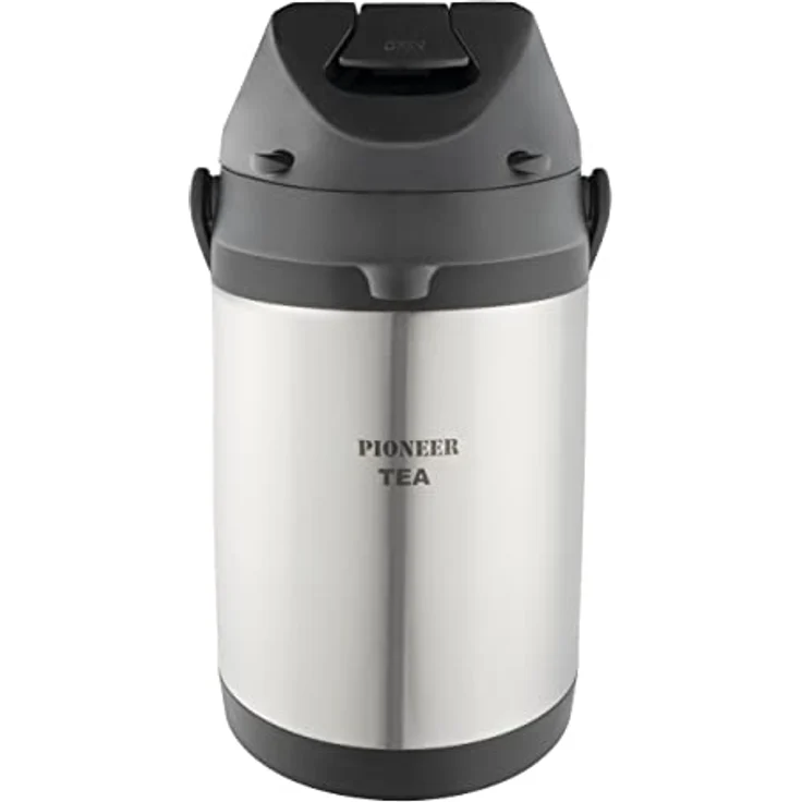 Pioneer Airpot Isolier-Pumpkanne, 3 Liters, Edelstahl-Getränkespender, Beschriftet mit 'TEA', Doppelwandig mit Griff, Bis zu 8 Stunden Heiβ und 24 Stunden Kühl, SS30HC-TEA – Bild 1