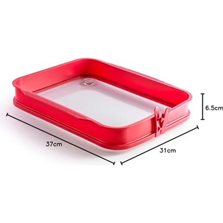 coox Auflaufform groß mit Glas-Servierplatte, Silikon, schnittfest und hitzebeständig, 37 x 31 x 6,5 cm – Bild 3