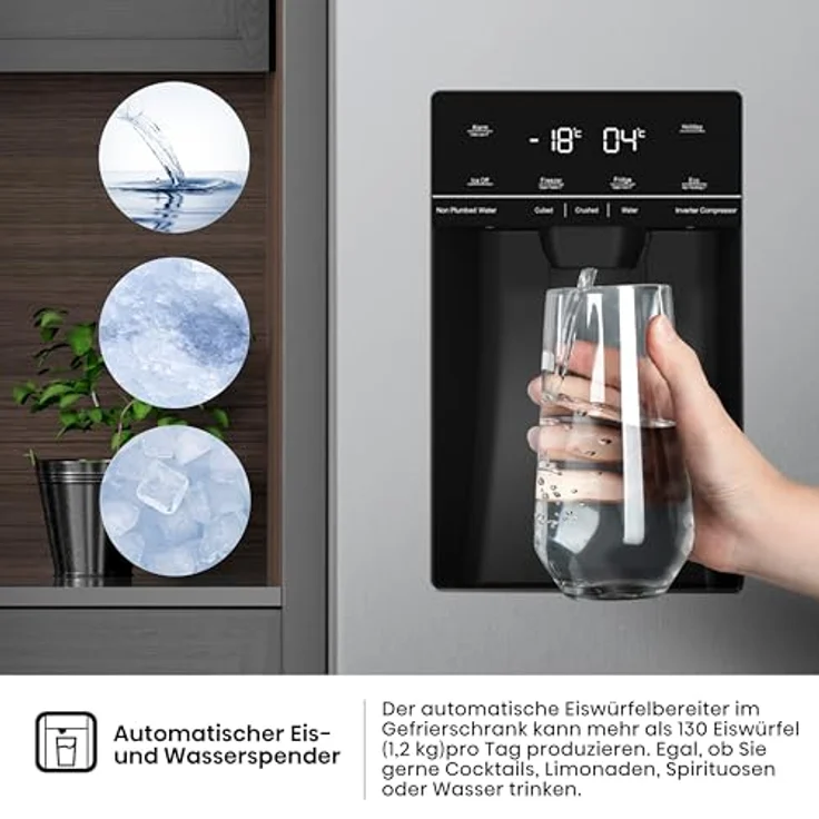 Hisense RS5P535NTCE Side-By-Side Kühl-Gefrier-Kombination, 376 l Kühlteil, 190 l Gefrierteil, Wasser-/Eisspender, Total NoFrost, Multi AirFlow, FastFreeze, silber – Bild 7