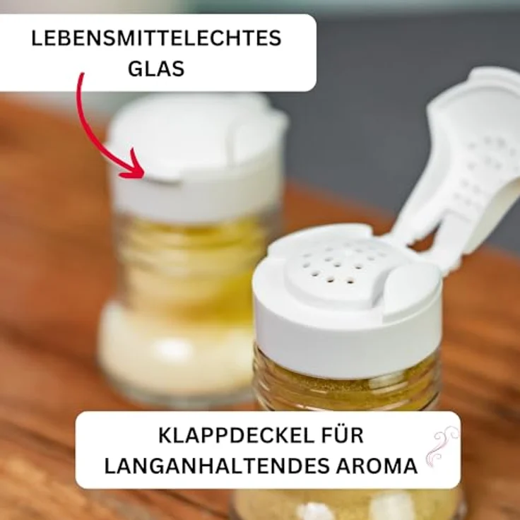 Westmark Salz- und Pfefferstreuer-Set mit Klappdeckel, 2-tlg., Fassungsvermögen je 40 ml, Glas-Kunststoff, Paris-Snap, Transparent-Weiß, 63052270 – Bild 4