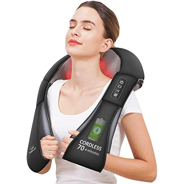Snailax Kabellos Massagegerät Shiatsu Nackenmassagegerät mit Wärmefunktion, Massagegerät mit 4D-Rotierenden, Muskelentspannung für Nacken Schulter Rücken, Geschenke für Männer/Frauen/Mama/Papa – Bild 1