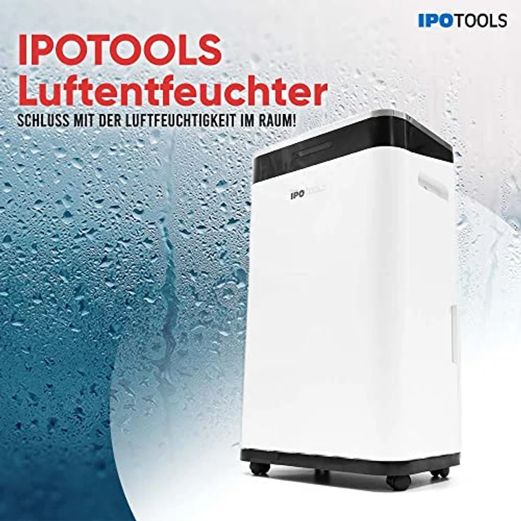 IPOTOOLS Luftentfeuchter OL25-BD030BM - 25L/Tag Feuchtigkeitsentfernung, 3 Betriebsarten, Digitalanzeige, Ablaufschlauch, Wäschetrocknung, Timer, Mobil (25 Liter) – Bild 4