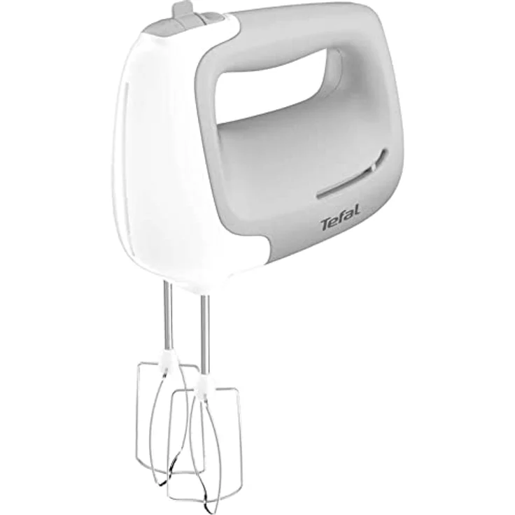 Tefal HT450B Prep'Mix Handmixer | 450 Watt | 5 Geschwindigkeiten | 2 Schneebesen und 2 Knethaken aus Edelstahl | vielseitiger Handmixer | ergonomisches Design | spülmaschinenfestes Zubehör | Weiß-Grau – Bild 4