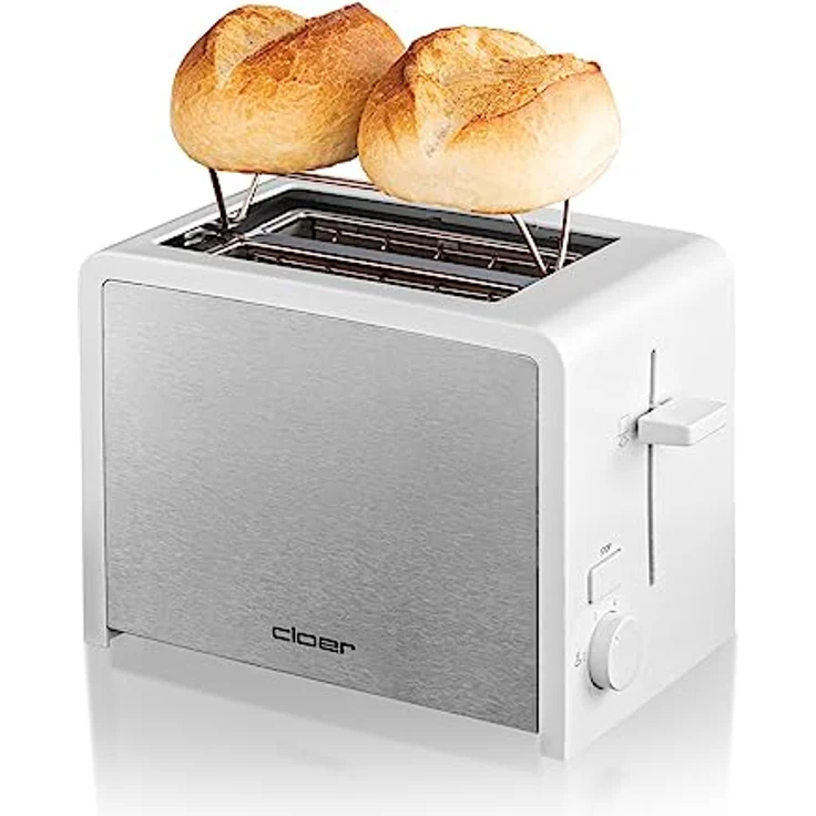 Cloer 3211 Toaster - 825 W - für 2 Toastscheiben - integrierter Brötchenaufsatz - Nachhebevorrichtung - Krümelschublade - wärmeisoliert - Edelstahl – Bild 4