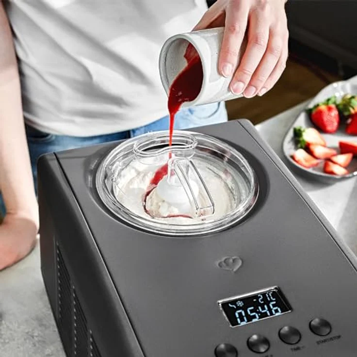 Springlane Eismaschine mit Kompressor Emma, inkl. Rezeptheft, 1,5 l, 150 W, Anthrazit – Bild 4