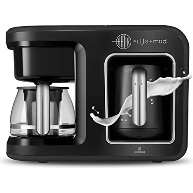 KARACA Hatır Plus Mod 5 in 1 Essential Kaffeemaschine Schwarz Chrom, 1400 Watt, Türkischen Kaffee, Filterkaffee oder Tee Zubereiten, Milchgetränke Zubereiten und Milch Kochen, Aromaeinstellung – Bild 1