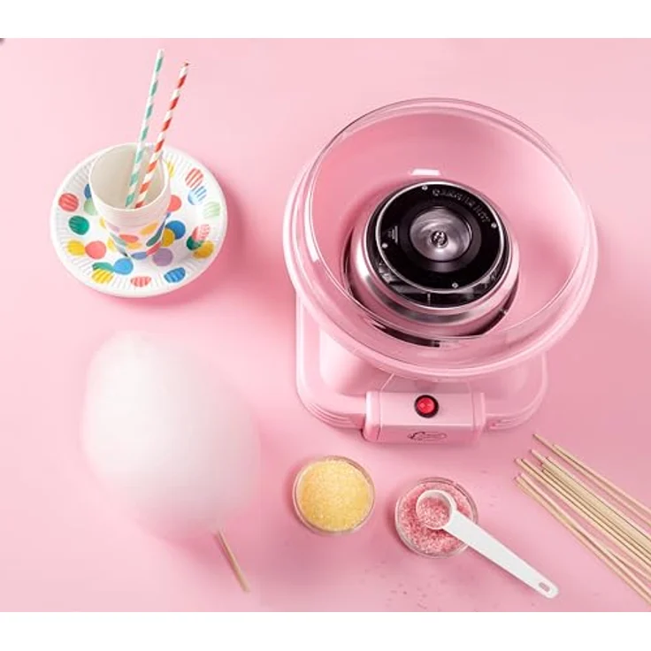 Bestron ACCM400P, Zuckerwattenmaschine Retro Cotton Candy Maker, 500W, inkl. 10 Stäbchen & Messlöffel, rosa – Bild 2