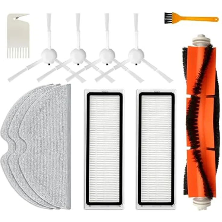 INF Ersatzteile Zubehör für Xiaomi Mijia 1C / 2C / Dream F9 / Mop 2 Pro Plus, Set mit Hauptbürste, 2x HEPA-Filter, 3x Wischtuch, 4x Seitenbürste, Reinigungswerkzeug – Bild 1