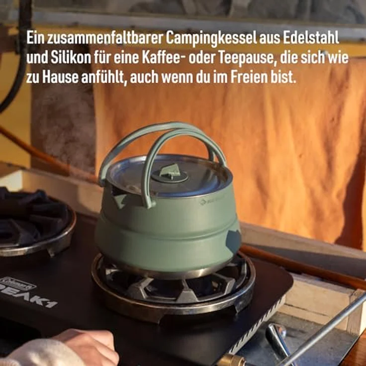 SEA TO SUMMIT Detour Kettle 1,6L, faltbarer Campingkessel für 2 Personen, BPA-frei, aus Edelstahl & Silikon, platzsparend mit Griff, 436 g – Bild 2
