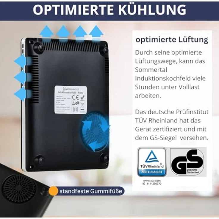 Sommertal Induktionskochfeld 1 Platte 2000W, super slim Design, Touch-Bedienung, Sicherheitsautomatik – Bild 5