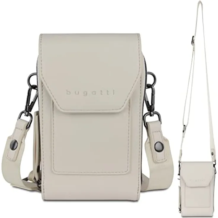 Bugatti Almata Crossover Purse Bag, Umhängetasche aus hochwertigem Kunstleder, 11 x 4 x 19 cm, Nude