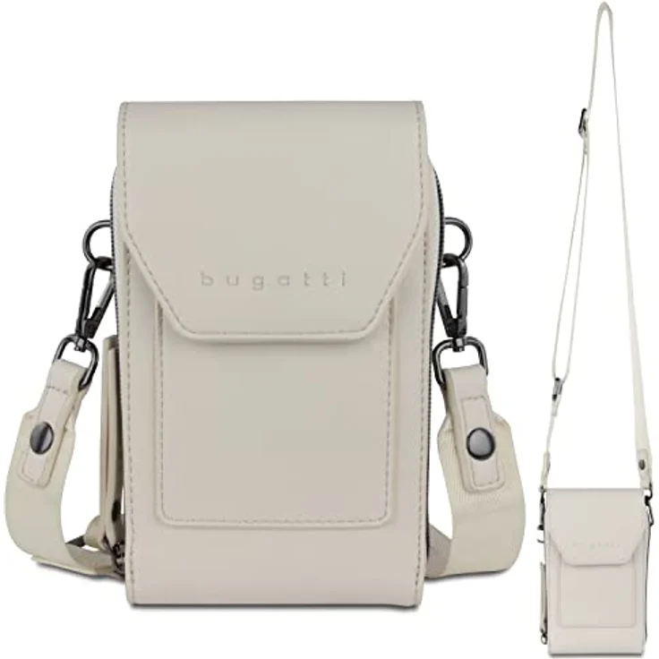 Bugatti Almata Crossover Purse Bag, Umhängetasche aus hochwertigem Kunstleder, 11 x 4 x 19 cm, Nude – Bild 1