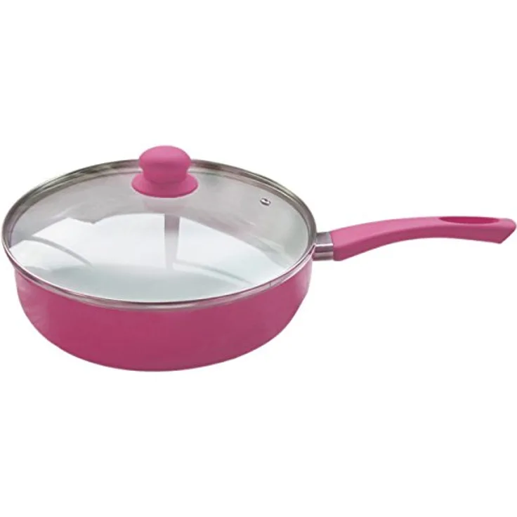 MSV Kasserolle und Deckel mit Keramikbeschichtung Ø 28cm aus Aluminium in rosa, 28 cm