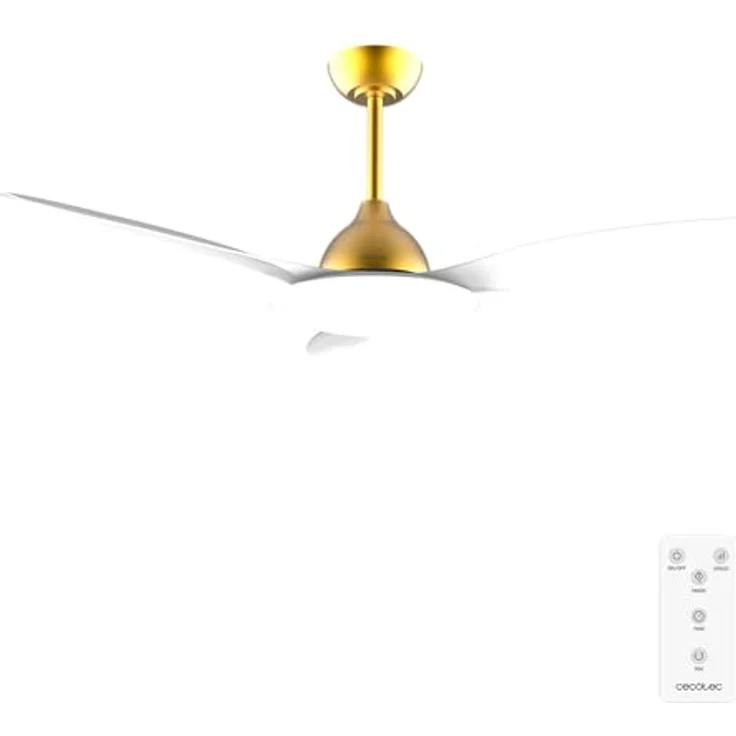 Cecotec EnergySilence Light 4800 Deckenventilator mit Licht, 48 Zoll, 36W LED, Fernbedienung, Timer, 6 Geschwindigkeiten, Goldweiß – Bild 1