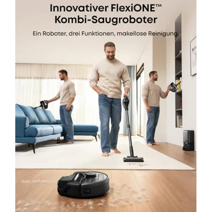 eufy Saugroboter 3-in-1 E20, Max. 30.000Pa, 5-Stufen-Filter, Präzise Hinderniserkennung, Schnelladung, Ideal für Teppiche, Spalten & Treppen – Bild 2