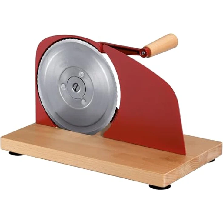 ZASSENHAUS Brotschneidemaschine PURE, manuelle Allesschneider mit Edelstahlmesser und stufenloser Schnittstärke, rot – Bild 2