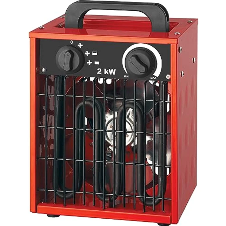 SHX Industrie-Heizlüfter 2000W SHX308HEAT2022 – 2000 Watt, rostfreies Stahl-Heizelement, 3 Betriebsmodi, spritzwassergeschützt, einstellbares Thermostat, Überhitzungsschutz, Tragegriff, rot/schwarz – Bild 1
