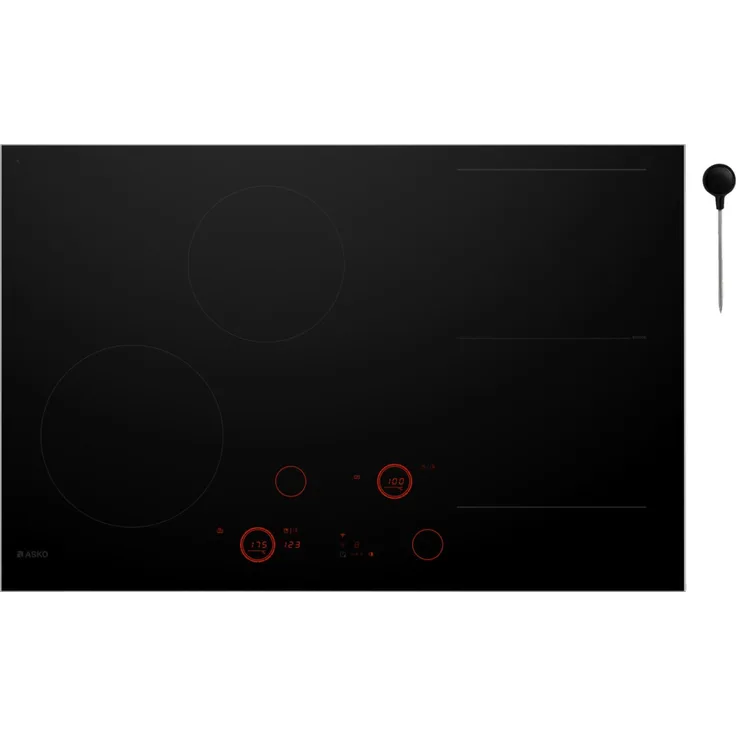 Asko HID824GC, Zonen-Induktionskochfeld, 80 cm, 4 Zonen, Schwarz, Glaskeramik, Touchscreen-Steuerung, 7360 Watt Leistung, integrierter Timer