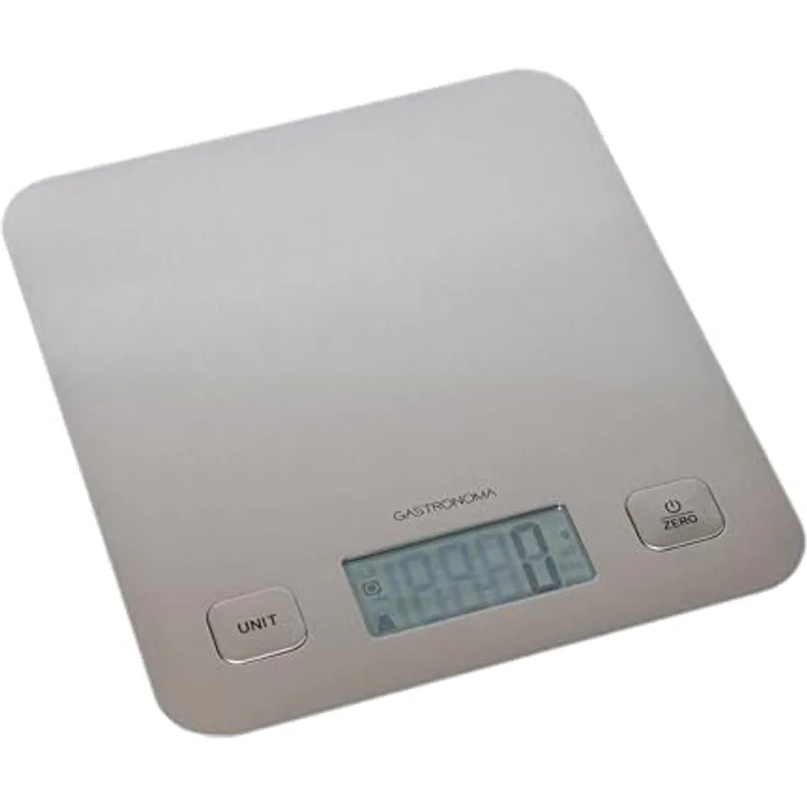 GASTRONOMA Küchenwaage 18310015, elektronische Küchenwaage, Edelstahl, modernes Design, LCD-Display, RVS-Schwarz