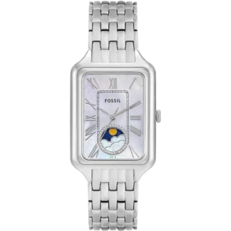 FOSSIL Damen Analog Quarz Uhr ES5400, Edelstahlarmband, 29mm Gehäuse, weißes Perlmuttzifferblatt, wasserdicht bis 50m – Bild 1