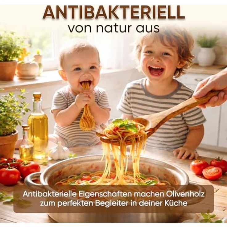 GOLDENBERG® Premium Pfannenwender Set aus italienischem Olivenholz, robust, langlebig & antibakteriell, Made in Europe – Bild 5