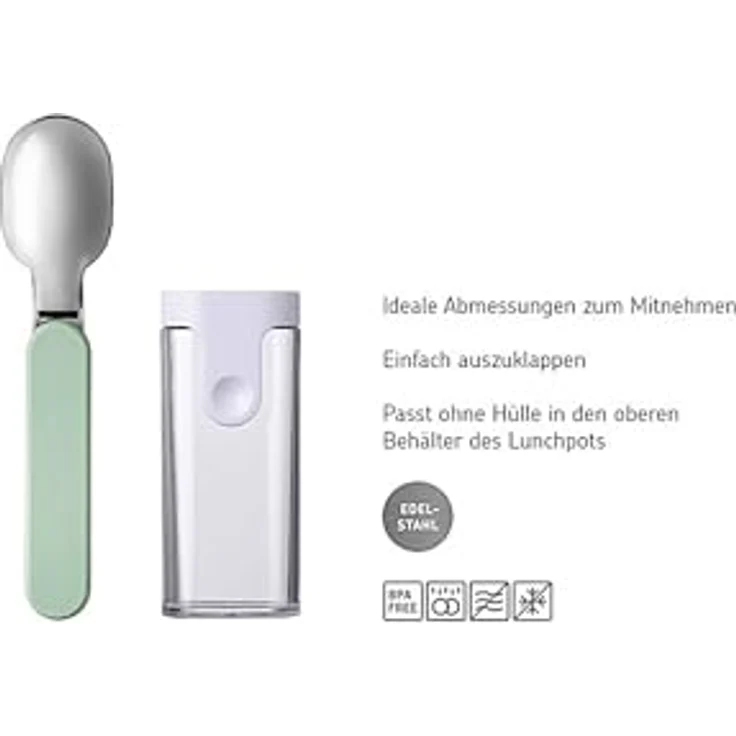 Mepal Lunchbox Klapplöffel Set mit Lunchpot Mini Ellipse, auslaufsicher, mikrowellen- und gefriergeeignet, Nordic Sage – Bild 3