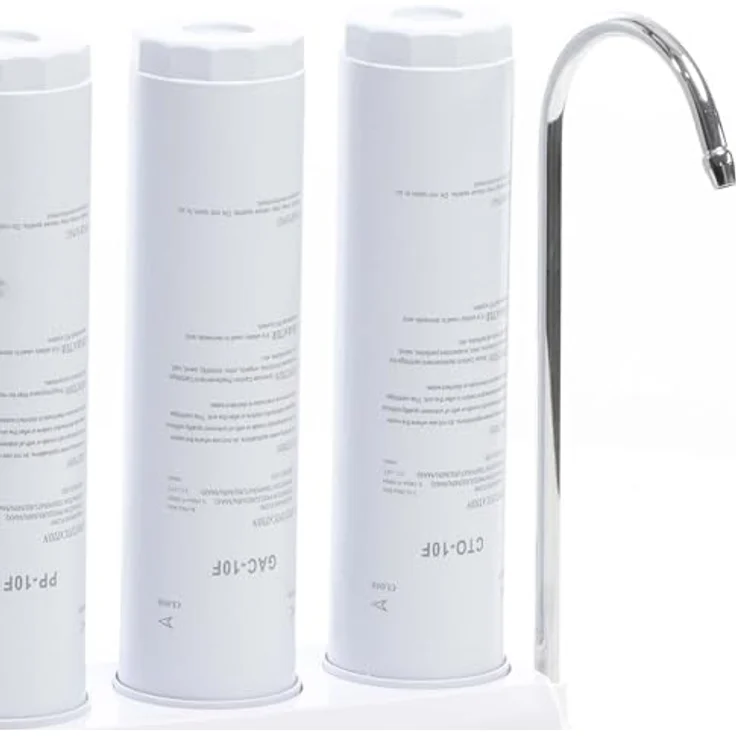 Naturewater NW-3-PPGACCTO 3 Stufen Counter Top Wasserfilter, 5 µ, PP Sediment, Aktivkohle Granulat, Aktivkohle Block Filtereinsatz, mit Universaladapter, Wasserhahn, naturewater – Bild 5