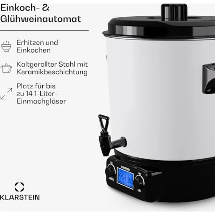 Klarstein Biggie Digital Einkochtopf, 27L Edelstahl, 1800W, Heizgetränkespender mit Digitaldisplay und Zapfhahn – Bild 3