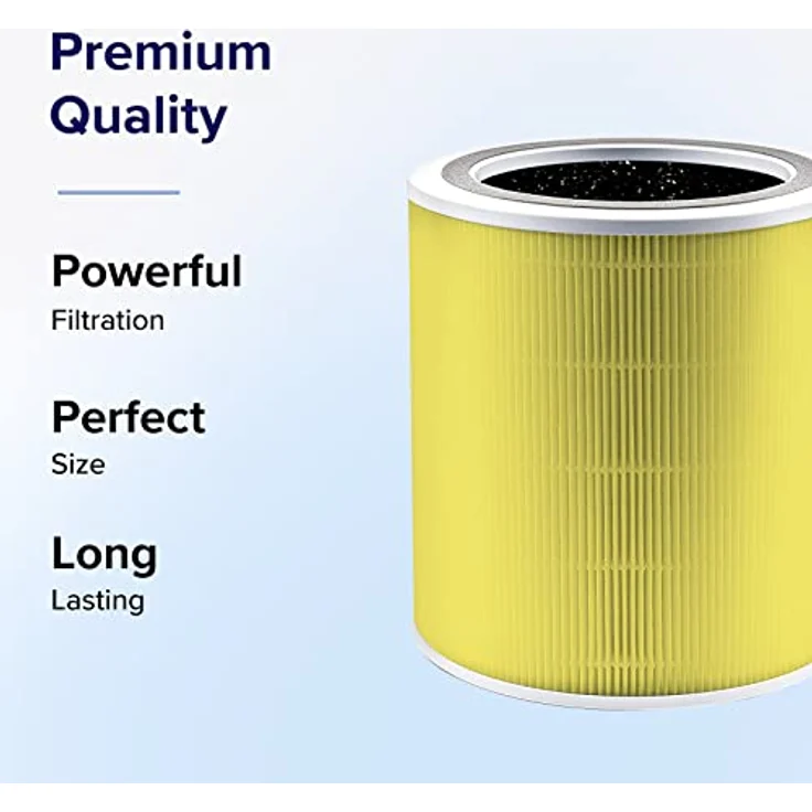 Levoit Core 400S Ersatzfilter gegen Gerüche von Haustier und Küche, hocheffizienter Aktivkohlefilter und Vorfilter,3-IN-1 H13 HEPA Filter für Tierbesitzer Raucher Allergiker, Core 400S-RF-PA, Gelb – Bild 3