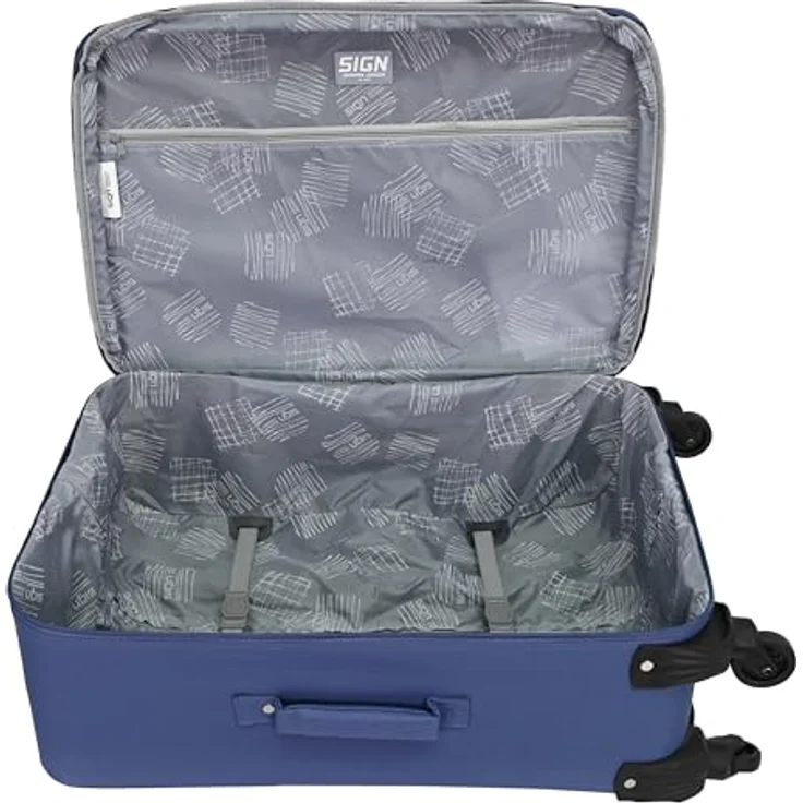 SIGN Stoffkoffer Reisekoffer Trolley (Großer Koffer 70cm) + 5cm Dehnungsfuge, Blau – Bild 5