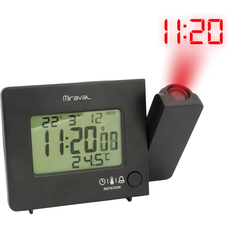 Miraval Funkwecker Miraval Funk-Projektionswecker mit Temperatur Projektion, Snooze, USB-Ladefunktion, Schwarz – Bild 1