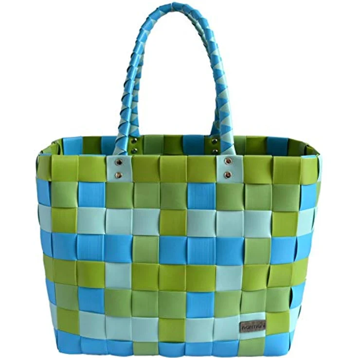 normani Einkaufstasche geflochten mit Henkeln, extra robuste Tragetasche mit 20 L Volumen, umweltfreundlich aus 70 % Recyclingmaterial, Farbe Classic/Spring – Bild 1