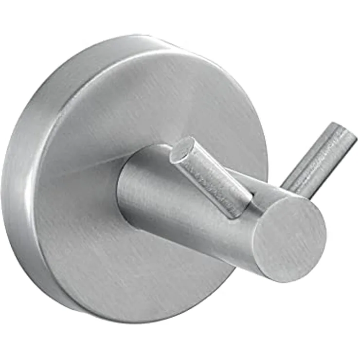 WENKO Wandhaken Duo Bosio Edelstahl matt - Handtuch-Haken, Kleider-Haken, Edelstahl rostfrei, 5.5 x 5.5 x 5.5 cm, Matt, silber