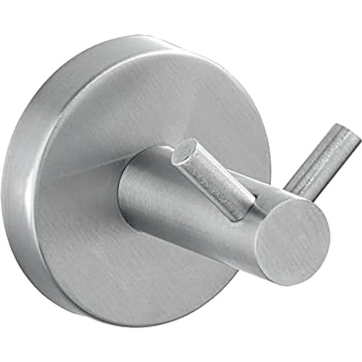 WENKO Wandhaken Duo Bosio Edelstahl matt - Handtuch-Haken, Kleider-Haken, Edelstahl rostfrei, 5.5 x 5.5 x 5.5 cm, Matt, silber – Bild 1