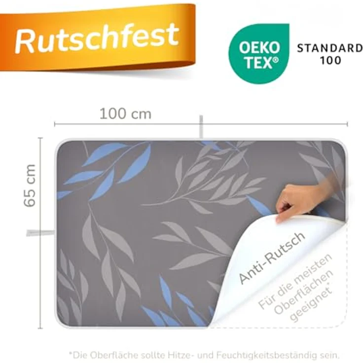 smart&gentle Super Soft Bügeldecke, hitzebeständig 100x65cm, rutschfeste Bügelunterlage mit Feuchtigkeitsschutz für Dampfbügeleisen, Made in Germany – Bild 2
