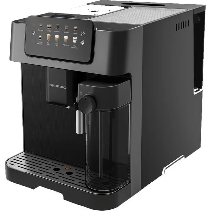 Grundig Kaffeevollautomat KVA 7230, Dark-Inox Design, maximal 19 Bar Pumpendruck, Kegelmahlwerk mit fünf Mahlgraden