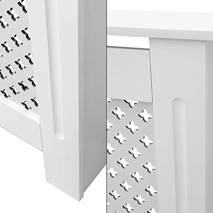 ECD Germany Heizkörperverkleidung mit Wabenmuster 112x19x82 cm Weiß aus MDF lackiert - Stillvolle Landhaus-Optik für Schlafzimmer und Wohnzimmer – Bild 4