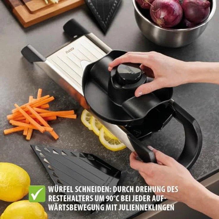 GEFU 55700 Gourmet-Hobel VIOLINO - Gemüse-Reibe aus Edelstahl und Kunststoff - Gemüsehobel mit drei Schneideflächen – Bild 5