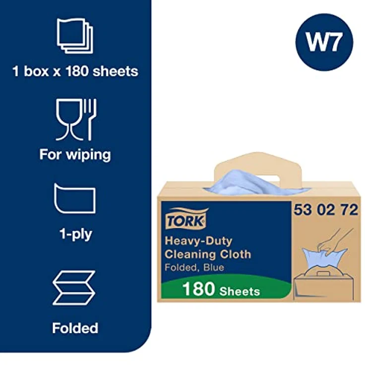 Tork Extra Starke Reinigungstücher Blau W7, Einzeltuchentnahme, 1 x 180 Tucher, 530272 – Bild 2