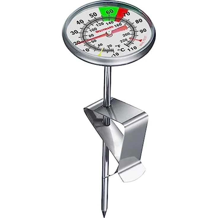 Westmark Milch-Thermometer – praktisches Küchenthermometer zum optimalen Aufschäumen von Milch, leckerer Milchschaum für Kaffee, Barista-Thermometer mit Clip – Edelstahl - Preisvergleich – Bild 1